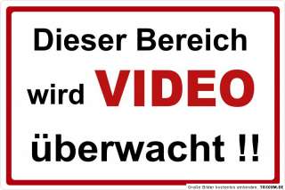 Videoüberwachung Objektüberwachung Alu Verb. Schild 3mm  