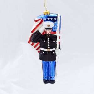  Pack of 6 Soldier with American Flag Glass Christmas 