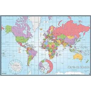  Maps World Map   French   Carte De Monde   23.8x35.7 