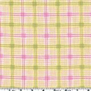  60 Wide 12 Wale Corduroy Plaid Pink/Olive Fabric By The 