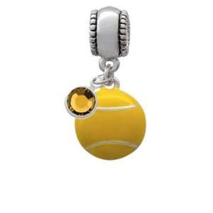  Large Tennis Ball European Charm Bead Hanger with Topaz 