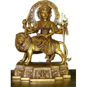  Goddess Durga Idol Sitting on Lion with Trident Hindu Goddess 