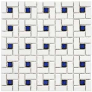 Spiral White and Blue 12 1/2 x 12 1/2 Inch Porcelain Floor & Wall Tile 