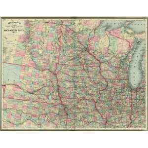 Watson 1895 Antique Map of the Northwestern States Office 