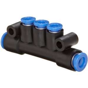 SMC KM13 04 06 3 PBT Push To Connect Tubing Manifold, 2 Inlets 6 mm, 3 
