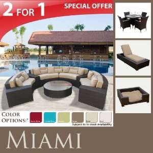  MODERN OUTDOOR WICKER PATIO SET, DINING SET, CHAISE, COZY SM DOG 