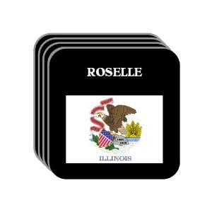 US State Flag   ROSELLE, Illinois (IL) Set of 4 Mini Mousepad Coasters