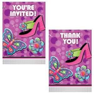 Glitzy Girl 10 Invitations and 10 Thank You Cards  Toys & Games 