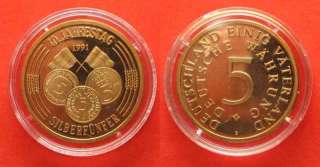 Medaille 1991 Deutsche Währung 40. Jahrestag Silberfünfer 32mm 
