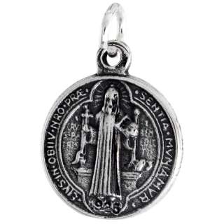 Sterling Silver St. Benedict Round shaped Medal, 11/16 (18mm) tall
