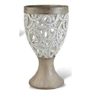   14 inch Carved Strings Decorative Wooden Goblet Vase