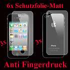 6x Schutzfolie Matt iPhone 4 4G 4S Anti Glare Fingerdru