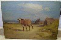 c1895 COW HUDSON RIVER SCHOOL OIL PAINTING AH BICKNELL  