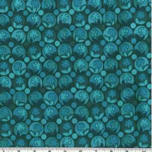  45 Wide Potpourri Floral Spheres Lagoon Fabric By The 