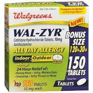   Wal Zyr All Day Allergy, Tablets, 150 ea Health 