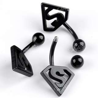   Stainless Steel Superman Barbell Bars Curved Belly Navel Ring Piercing