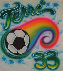 Airbrush Soccer Ball With Personalized Name and Number T shirt  