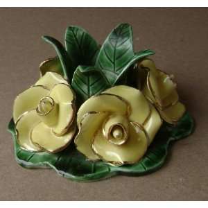  Decorative Ceramic Floral Candlestick Holder   Fits 7/8 