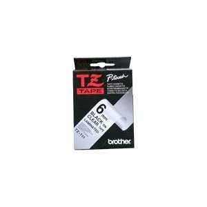  Brother P Touch TZ Tape Cartridge, 3/4w, Black on Clear 