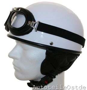 Oldtimer Helm Halbschale + Brille für DDR Moped M L XL  