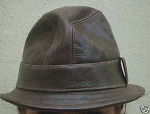 Fedora Snatch hat chocolate brown leather S/M/L/XL  