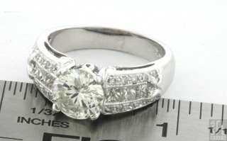 EGL CERTIFIED 14K WHITE GOLD 2.22CT DIAMOND WEDDING RING W/ 1.48CT 