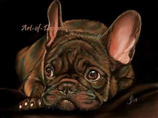 Print black french Bulldog fr. Bulldogge Puppy by AoD  