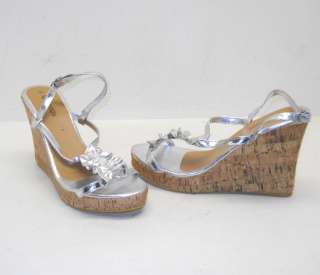 New Edition Womens Wedge Sandal Silver Size 10 Used  