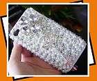 Silver 3D Clover Sparkle Bling Hard Case Cover For HTC Sensation 4G 