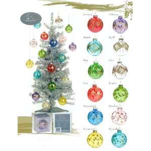   Ornaments with 3 Silver Tinsel Tree 