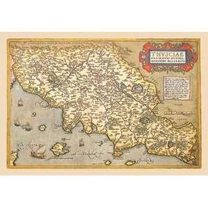  Vintage Art Map of Italian Coast above Rome   09060 x 