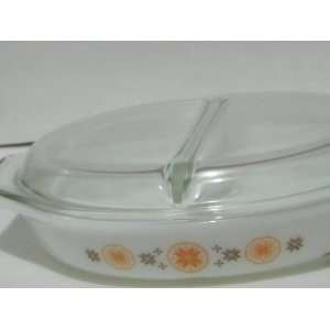 Vintage Pyrex Town & Country 1.5 Qt Divided Cinderella Oval Casserole 