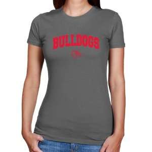 Gonzaga Bulldogs Ladies Charcoal Logo Arch T shirt