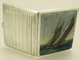 Austrian Sterling Silver and Enamel Cigarette Case   Antique  