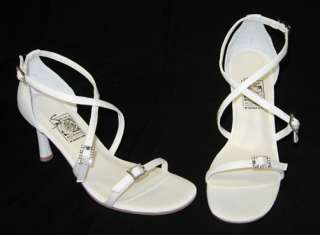 NEW White Criss Cross Strap Rhinestone Wedding Shoes  