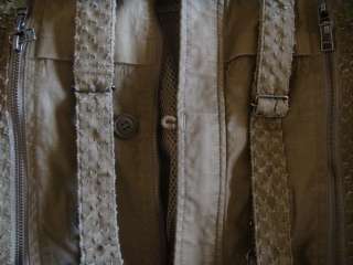 polyurethane details cloth hooded neckline button zip fly closure 