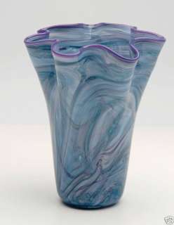Slow Burn Studio Art Glass Cotton Candy Vase Ruffled  