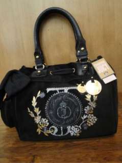 Juicy Couture Black J Crest Velour Daydreamer Tote NWT  