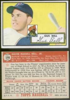 3952) 1952 Topps 170 Gus Bell Pirates   EX  