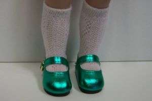 Metallic SEA GREEN Doll Shoes 4 10 Ann Estelle Sophie♥  