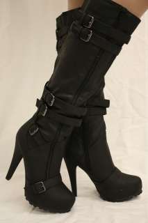 NIB Knee High Faux Leather Fashion High heel Boots Platform  