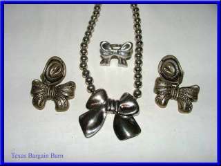 Sterling Silver Bow Ring/Mexico/Nestor + G. Johanse Necklace & Jeff 