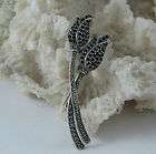 Large Sterling Silver SS Marcasite and Garnet Flower Pin Brooch   New