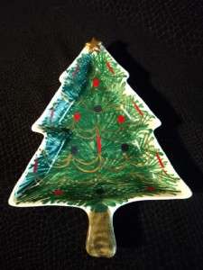 Hand Painted in Italy for FB Christmas Tree Candy Dish  