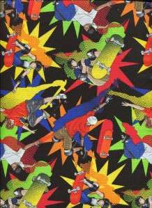 EXTREME SPORTS SKATEBOARDING SKATEBOARDERS Cotton Fabric BTY Quilting 