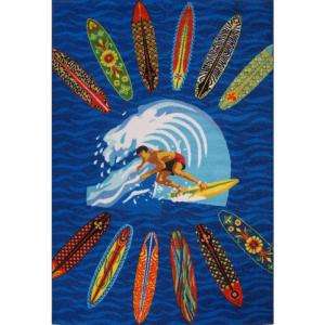   Rug Inc. Surf Time Surfer DudeMulti Colored 39 in. x 58 in. Accent Rug
