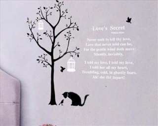 Black cat bird cage love`s secret Art Wall Decor  