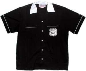 Black CLASSIC Retro Bowling shirt Rt. 66 Shield on POCKET Get ready to 