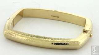   18K GOLD FANCY HAND HAMMERED SQUARE BANGLE BRACELET W/ POUCH  