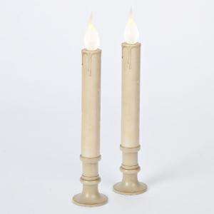 in. LED Antique Ivory Battery Operated Timer Candle (Set of 2 